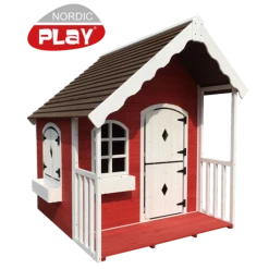 Nordic Play Legehus Med Veranda Rød/hvid