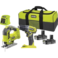 Ryobi R18DDJS-220S Bore-/skruemaskine + Stiksav Kit 18V 2x2,0 Ah ONE+