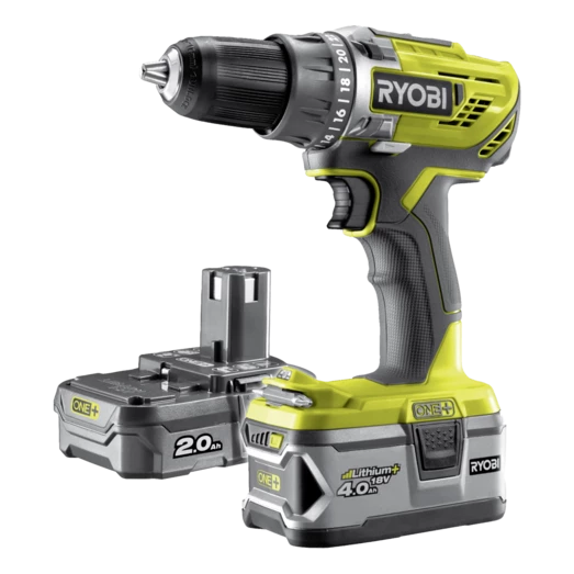 Ryobi R18DD3-242S 18V One+ Akku Bore- Og Skruemaskine 1x2,0+4,0 Ah ONE+