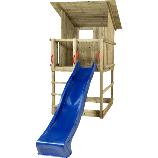 Plus Play Legetårn M/tag Inkl. Blå Rutsjebane Trykimprægneret - Billede 2
