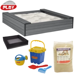 Nordic Play Sandkasse WPC Inkl. Sand + Blå Spand 120x120 Cm