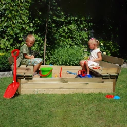 Sandkasse Med Bænk Og Låg Trykimprægneret