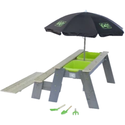 Exit Aksent Sand- Og Vandbord M/bænk, Parasol Og Redskaber Grå