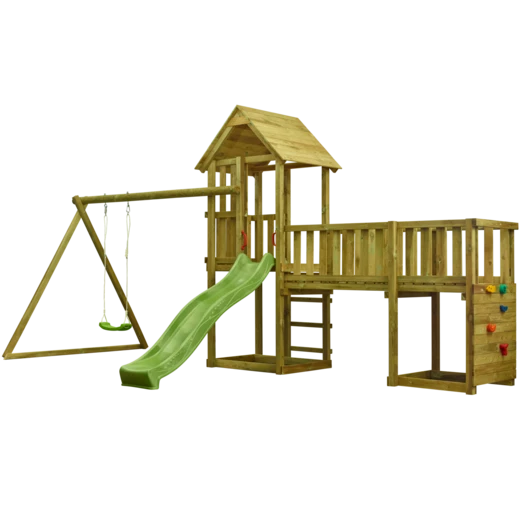 Plus Legetårn Inkl. Gyngestativ Og Gangbro M/klatrevæg