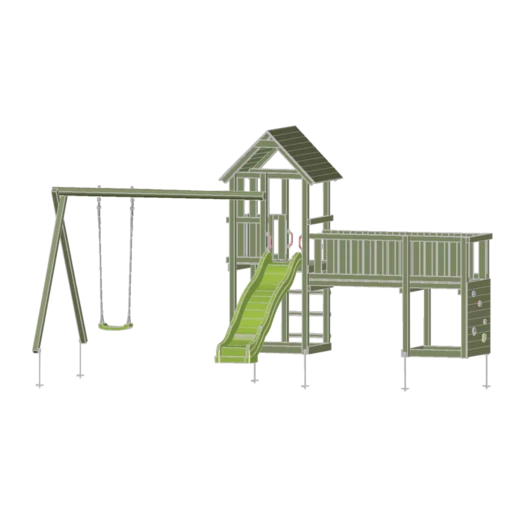 Plus Legetårn Inkl. Gyngestativ Og Gangbro M/klatrevæg - Billede 2